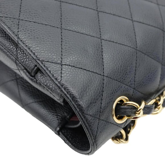 Chanel Classic Jumbo Double Flap Quilted Caviar Leather Shoulder Bag Black - Picture 6 of 14